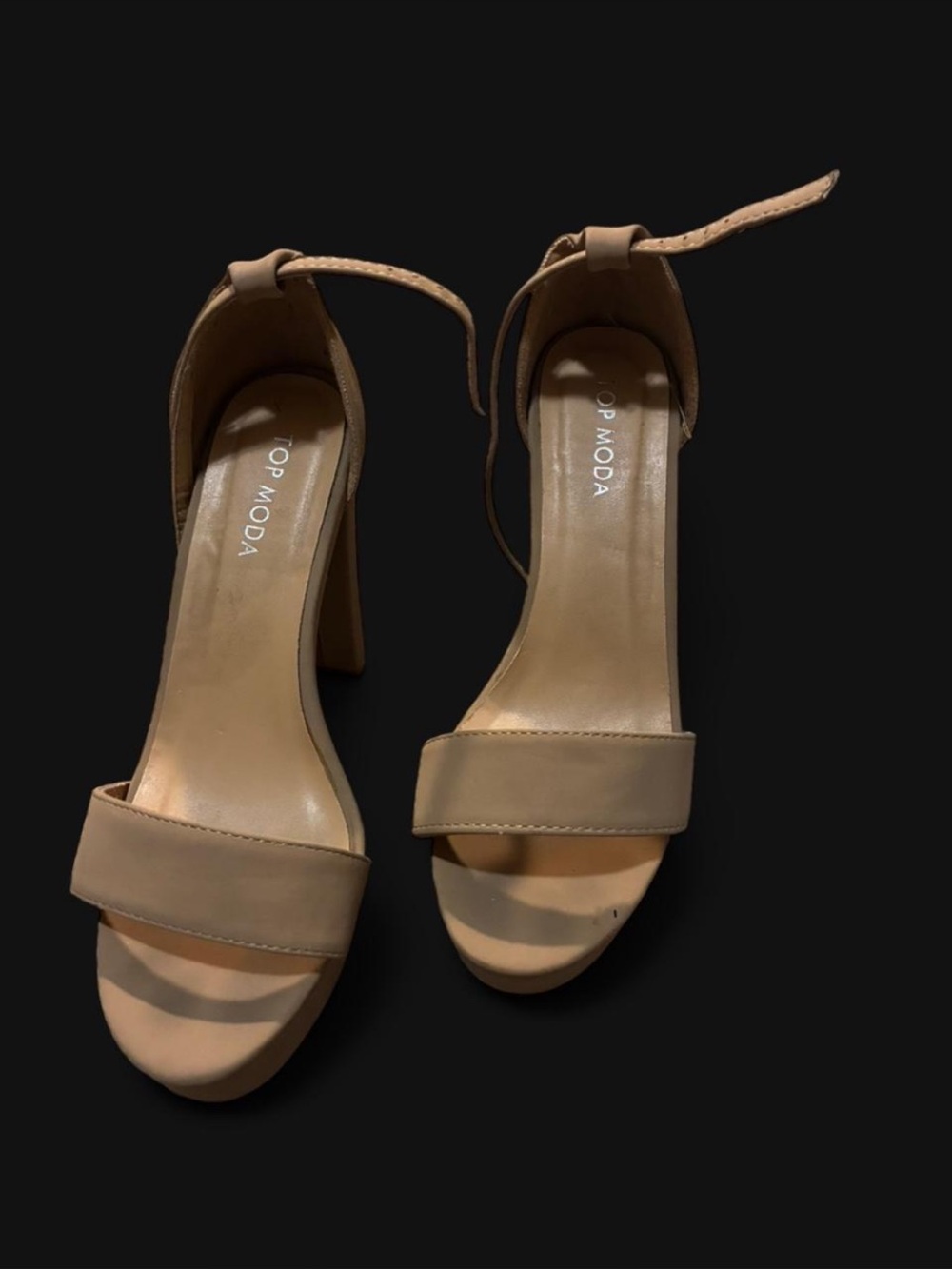 TOP Moda Beige Ankle-Strap Block Heel Sandals